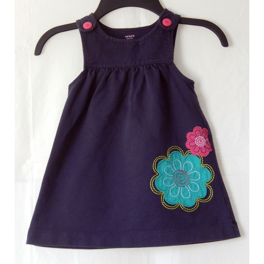 Carters Toddler Girl Dress Size 18M Sleeveless Cotton Knee Length Overall Blue